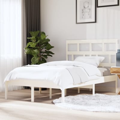 vidaXL - Bedframe - massief - grenenhout - wit - 140x200 - cm