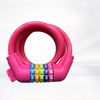 Fietsslot met cijfers voor kinderen (10 mm x 1,2 m), antidiefstalkabelslot met codecombinatie, fietscombinatieslot voor meisjes en jongens, fietsaccessoires, kinderfietsslot (roze)