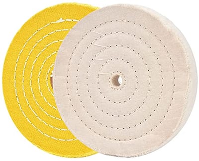 Polijstschijven voor werkbankslijpmachine - 6 inch, witte en gele polijstwielen (2 stuks)
