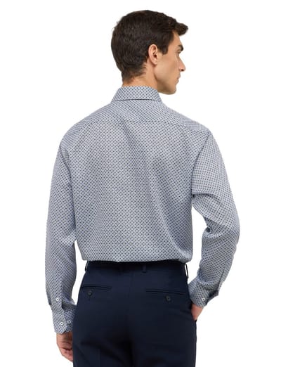 Eterna overhemd blauw geprint normale fit katoen