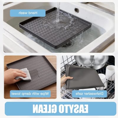 Herbruikbare Silicone Vloermat 60 x 60 cm met Verhoogde Rand voor Koelkast, Vriezer en Wasmachine - Grijs, Antislip, Waterdicht