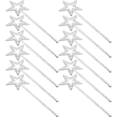 12 Stuks Meisjes Kostuum Accessoires Ster Engel Fee Toverstafjes Ster Fee Stafjes Stervormige Toverstafjes Voor Verjaardagsfeest Bruiloft Halloween 12pcs zilver