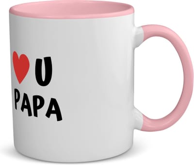 Akyol - love u papa koffiemok - theemok - roze - Vader - de liefste papa - vader cadeautjes - vaderdag - verjaardag - geschenk - kado - 350 ML inhoud