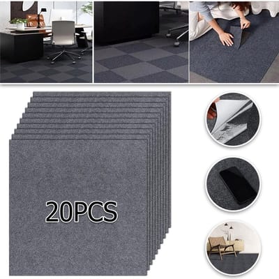 Zelfklevende Tapijttegels - Vierkante Tapijttegels Met Zachte Onderlaag - Antislip Vloertegels Eenvoudig Zelf Te Installeren Voor Slaapkamer En Woonkamer - 20 Stuks