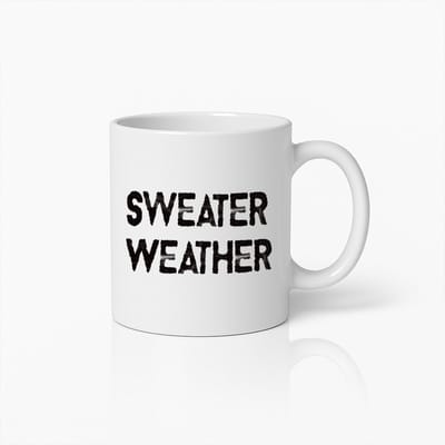 Witte Koffiemok met Gedurfde Tekst 'Sweater Weather' – Gezellig Cadeau voor Herfst en Winter