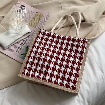 Ins Linnen Lunchbox Bento Tas voor Vrouwen Handgedragen Linnen Tas Modieuze Draagbare Handtas voor Meisjes Kleine Schoudertas gray