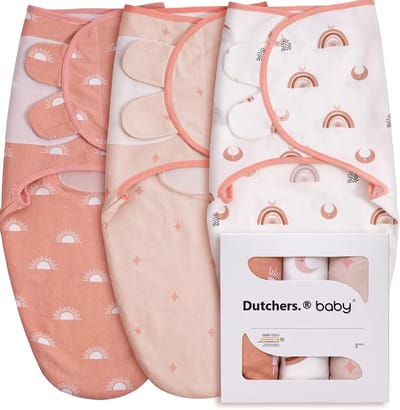 Dutchers.® Inbakerslaapzak - Lente/Zomer Editie - Newborn - 0 tot 3 Maanden - Set van 3 - Inbakerdoeken - Swaddle - Organisch Zacht Katoen - Comfortabel & Luchtig - Slaapzak Baby - 61 CM - Zorgt voor een evenwichtig(er) slaapritme