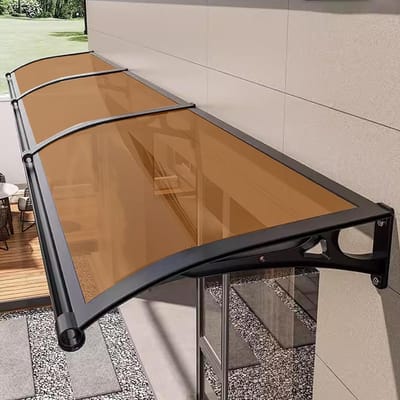 Terrasluifel Deurluifel - Raambescherming Buiten - Bescherming tegen Weer - Slagvast Polycarbonaat - 80 x 290 cm - Bruin