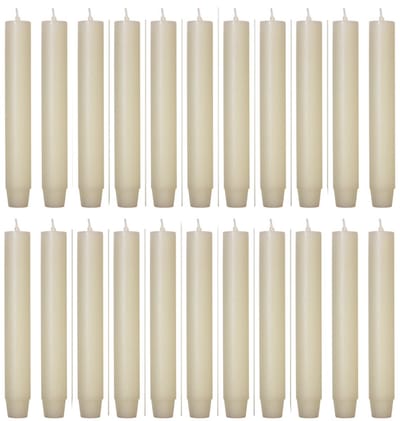 Rustik Lys chique mooie dinerkaarsen pak van 20 stuks 2.6 x 18 cm in de kleur Cream