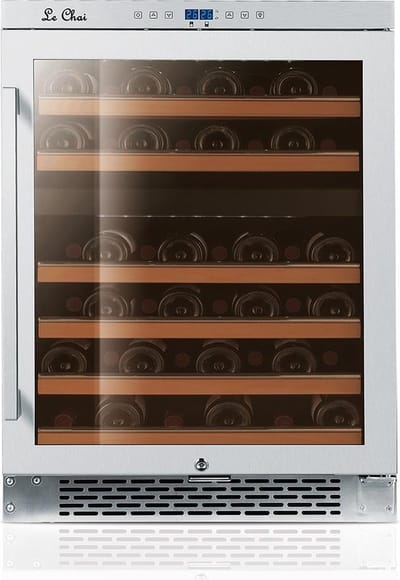 Le Chai PRO46E - Wijnkoelkast met 2 Zones - 46 flessen - RVS - Vrijstaand of inbouw - H 88 cm - 6 schuiflades - Slot - Multi-LED