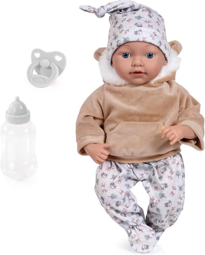 Reborn babypop 38 cm, realistisch, fopspeen en flesje inclusief gedetailleerde kleding