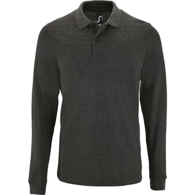 SOLS Heren Perfecte Lange Mouw Pique Polo Shirt (Houtskool mergel)