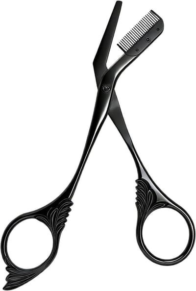 Precisie Wenkbrouwschaar met Kam voor Gezichtsverzorging, Ideaal voor Vrouwen en Mannen, Zwart