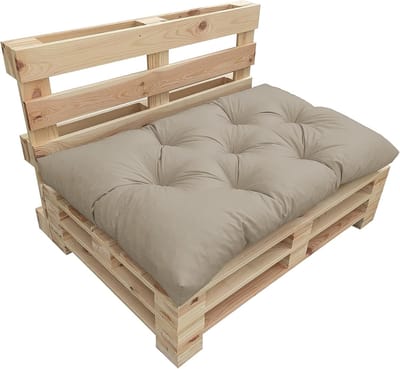 Palletkussen - Zitkussen Rugleuning - Buiten Zitten - Uv-bestendig Schuimvlokken - 120x60x12 cm - Beige