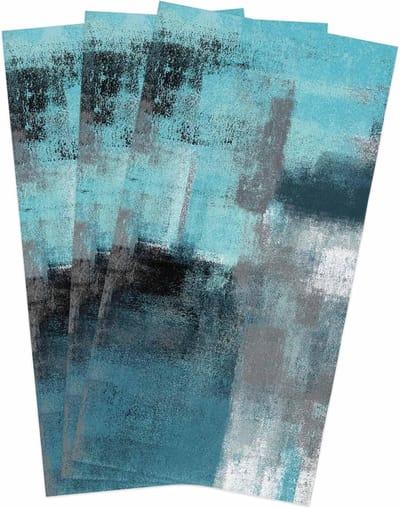 Keukendoeken Set van 3 - Absorberende Microvezeldoeken Turquoise Grijs Abstract - Theedoeken & Afdroogdoeken
