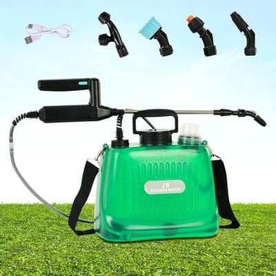 Elektrische Drukspuit voor de Tuin - 8 Liter, Accu Aangedreven, Inclusief 4 Vernevelmonden, USB Oplaadbare Handgreep en Verstelbare Schouderriem