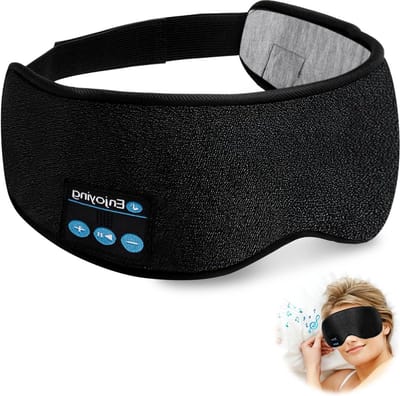 Slaapmasker draadloze Bluetooth 5.3 hoofdtelefoon hoofdband voor slapen sport reizen zwart