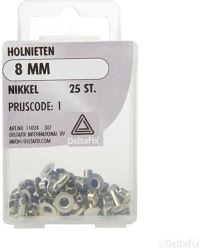 Holnieten 8mm nikkel 25st Deltafix