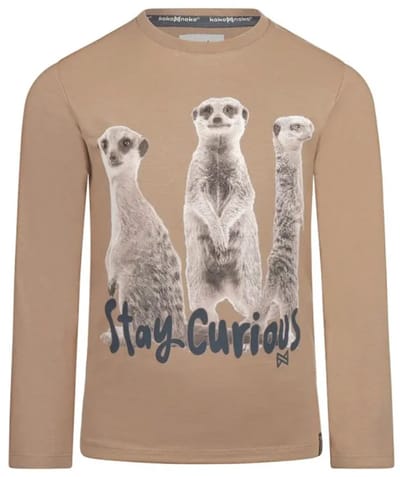 Koko Noko jongens Shirt Stokstaartje Dark Sand maat 92