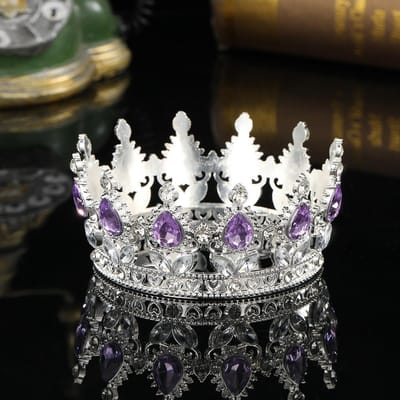 Europese en Amerikaanse Barokke Volledige Cirkel Kroon Hoofddeksel Strass Legering Kroon Haaraccessoire white