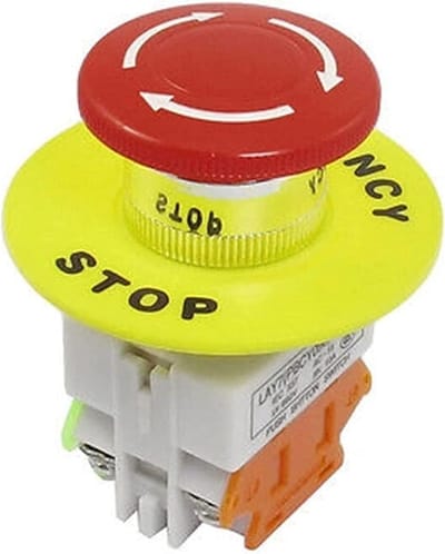 Noodstop Drukknop - Schakelaar Met Rode Kap - Machine Bediening - 1 NO 1 NC Contact - 22mm Montagegat - Rood