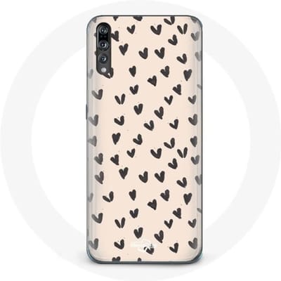 Coque pour Huawei p20 Fond de texture abstraite coeurs noirs