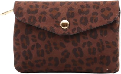 Portemonnee - Flora & Co - suedelook - animal print - bruin