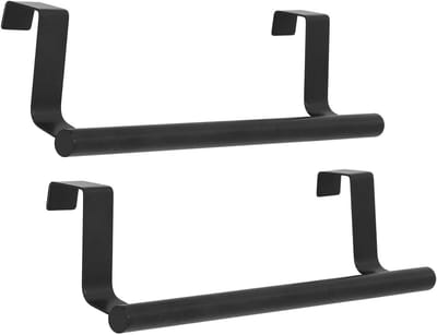 Handdoekenrek RVS - Keukenrek Deurhanger - Ruimte Besparen - Geen Installatie - 23 cm - Zwart
