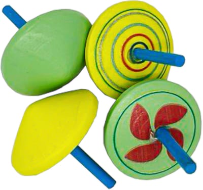 UNIQUE - 4 Gekleurde houten tollen