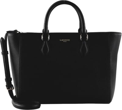 LACOSTE Leren handtas schoudertas Top Handle Bag Noir zwart