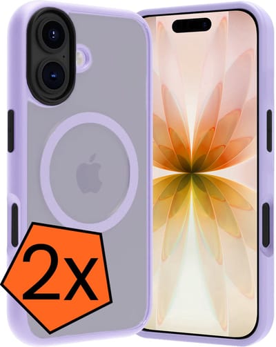 Hoes - 2 Stuks - Geschikt voor Apple iPhone 17 - Magsafe Compatible - Sterk & Shockproof - Back Cover - Shock Proof Case - Telefoon Hoes - Lila