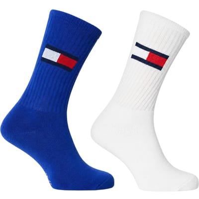 Tommy Jeans Herenbemanningssokken (Pakket van 2) (Blauw/Wit)