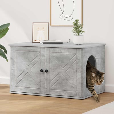 vidaXL Kattenhuis Beton 85 x 55 x 50,5 cm Bewerkt hout