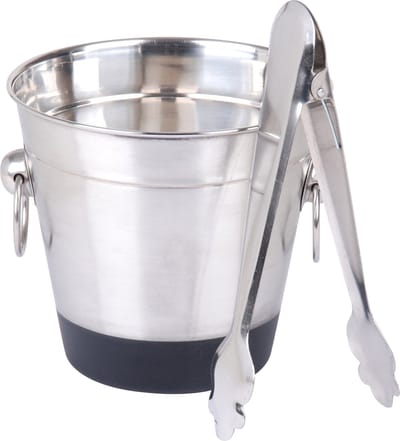 Urban Living IJsemmer inclusief tang - ijsklontjes houder - metaal - 14 x 14 cm - Cocktails maken - Bar artikelen