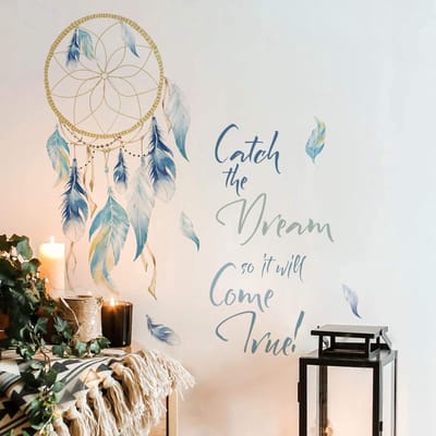 Dailygoods- Muurstickers Kleurrijke Veren - Wanddecoratie Slaapkamer - Wanddecoratie Woonkamer - Muurstickers Citaten - Vinyl Muurstickers - Verwijderbaar en Zelfklevend
