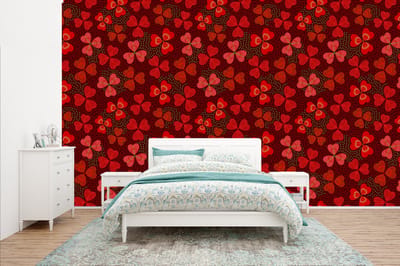 Behang - Fotobehang Patroon - Klaver - Rood - Breedte 400 cm x hoogte 240 cm