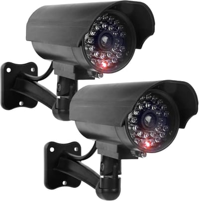 2x Dummy Buiten & Binnen Beveiligingscamera met Knipperende LED | Nep CCTV Camera Zwart