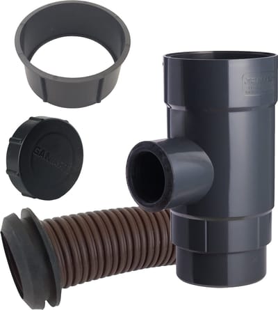 Regenton vulautomaat 100mm - met winterplug en ribbelslang - Complete set - Grote uitloop
