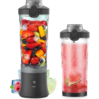 Mixeur portable 600 ml, format individuel, pour milkshakes et smoothies, avec 6 lames, 150 watts noir
