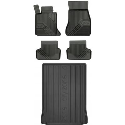 Premium Interieur Beschermset: No.77 Rubberen Mattenset + DryZone Kofferbakmat - Geschikt voor BMW 5 Serie (G30) Sedan vanaf 2016 - TPE - Zwart - FROGUM
