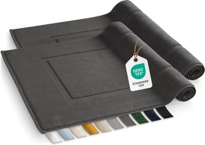Blumtal Terry Badmat - Badmat 100% Katoen in 50x80 cm - Oeko-Tex gecertificeerd badmat & douchemat - Badmat - Set van 2 stuks - Antraciet