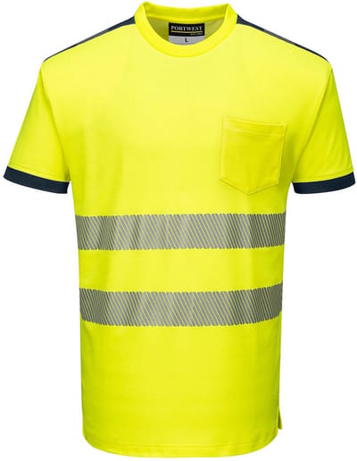Portwest PW3 Hi-Vis Vision T-Shirt Korte Mouw T181 - Geel/Marine - L