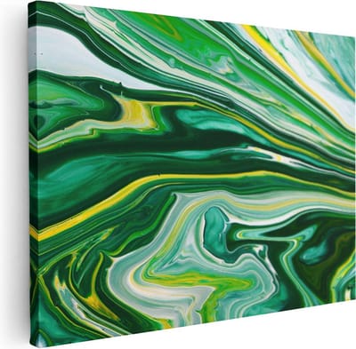 Artaza Canvas Schilderij Abstract Groen - 40x30 cm - Klein - Wanddecoratie Woonkamer - Muurdecoratie Modern - Kamer Accessoires