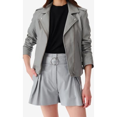 IRO Paris Newhan Outerwear Smoke Grey Size: 34 | Leather & Biker Jackets Outlet | Dames | Grijs