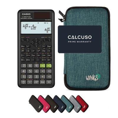 Casio fx-85ES Plus 2nd edition incl. WYNGS Beschermhoes Turkoois - Wetenschappelijke Rekenmachine - Basis Pakket