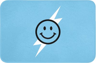 WC mat 60x40 cm - Antislip - Smiley - Blauw - Bliksem - Toiletmat - Vloermat - Douchemat - Toilet tapijt - Toiletmatten