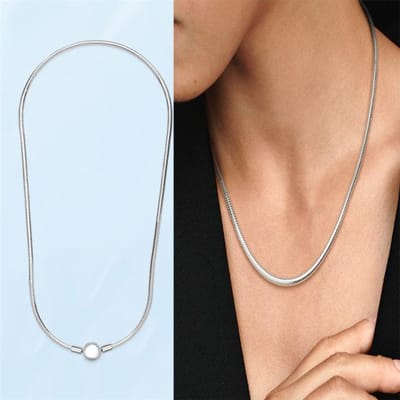 Nouveau Collier Chaîne Serpent Me en Argent 925 Chaîne Grosse Nœud Infini Convient Bijoux Originaux pour Femmes Cadeau 50cm black