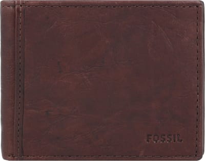 FOSSIL Leren Kaarthoes Ingram Bifold With Flip ID Brown Bruine