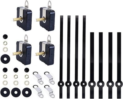 4 Sets Stille Quartz Klok Beweging Lange en Korte As Klok Mechanisme Met Handen Batterij Aangedreven Wandklok Mechanisme Onderdelen Motor Vervanging DIY Reparatie Onder.