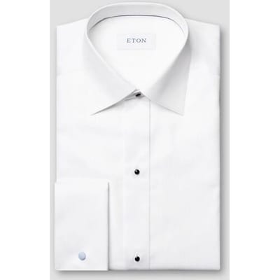 Eton Overhemd Fine Striped Bib Evening Piqué Wit / male